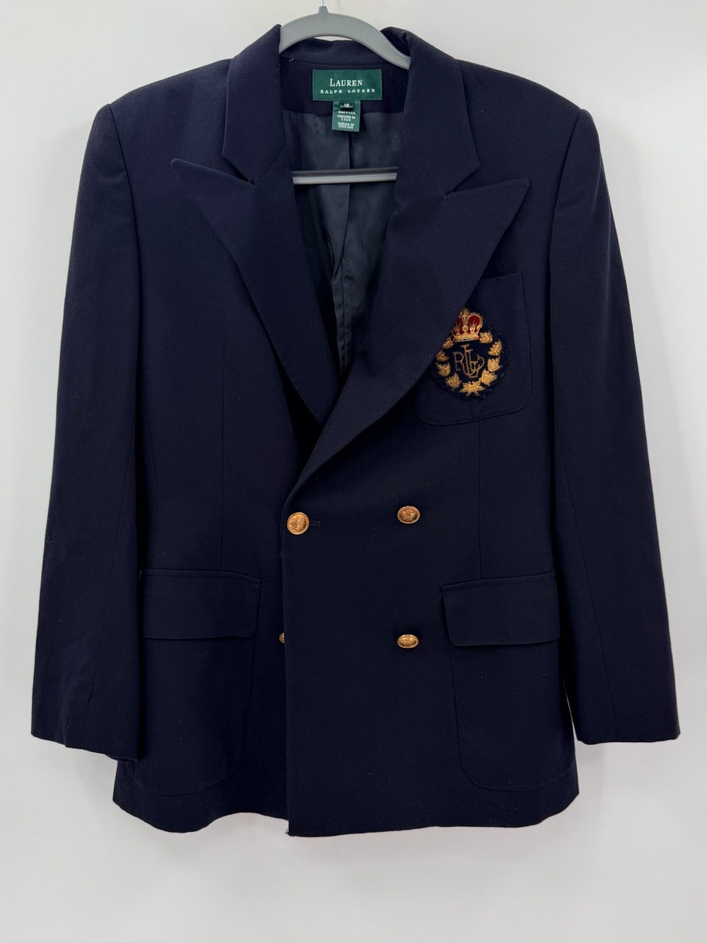 Vintage Ralph Lauren Crest Blue Blazer Jacket Women’s 12